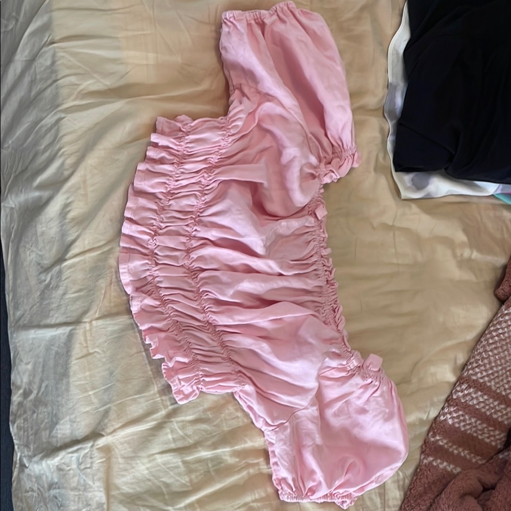 Pink Ruffled Women's Crop Top
